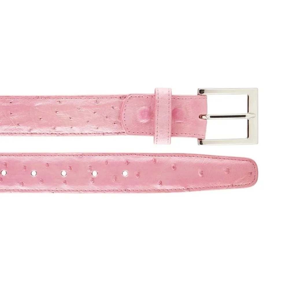 Belvedere 2001 Men's Rose Pink Exotic Ostrich Quill Belt